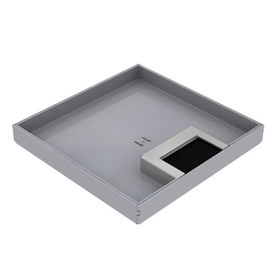 Produktbild DBK 160 151  -  Doppelboden-Auslass DBK 160 inkl. Deckel, mit Kante, 15mm Vertiefung und 1 Bürstenauslass
